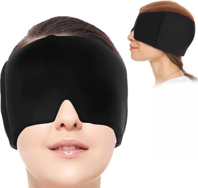 Koelmuts migrainemasker met rekbare koelpads - headache reliëfhoed - koude compressie-koelverpakking - slaapmasker - ijskap voor hoofdpijn - gezwollen ogen sinussen.