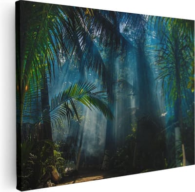 Artaza Canvas Schilderij Bos - 40x30 cm - Klein - Wanddecoratie Jungle - Muurdecoratie Palmboom - Kamer Accessoires Natuur
