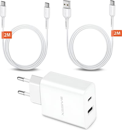 Oplaadbundel 2 Meter - Geschikt voor Samsung Galaxy telefoon en tablet - 20W USB C Adapter met USB-C Kabels