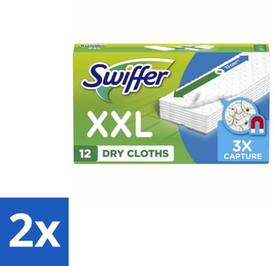 2 x Swiffer - Vloerdoekjes – Dry Maxi XXL – 12 doekjes - Droogdoekjes - Droog Reinigen - Vloer Reinigen - Stof En Haar Opvang - Droogdoek Maxi XXL