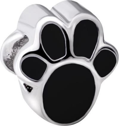 Quiges - 925 - Zilveren - Bedels -Sterling zilver - Beads - Hondpoot Zwart Kraal Charm - Geschikt – voor - alle bekende merken - Armband Z661