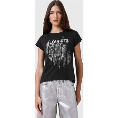 AllSaints Riproar Anna Tee Black Maat: XS | Tops Outlet | Dames | Zwart