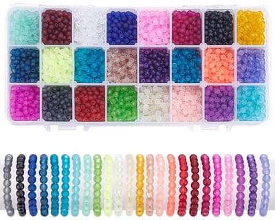 PandaHall 3840 stks 4mm Frosted Glas Kralen Mini Glas Rocailles 24 Kleuren Ronde Transparante Kraal Spacer voor DIY Craft Kralen Oorbel Armband Sieraden Maken