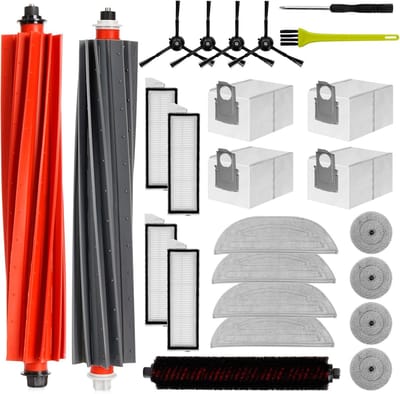 Reserveonderdelenaccessoires, gescht voor Roborock S8 MaxV Ultra robotstofzuiger, kit, 2 hoofdborstels, 4 stofzakken, 4 zijborstels, 4 filters, 4 doeken, 4 dweilen, rand, 3 reinigingsborstels