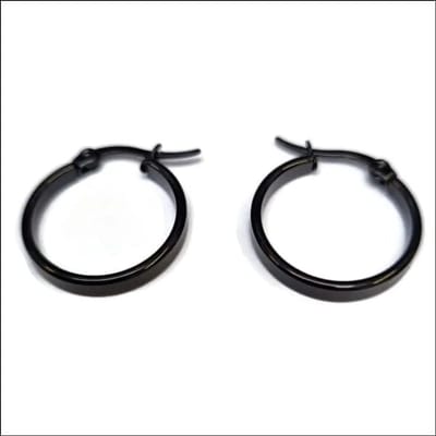 Aramat Jewels | Oorringen | RVS Gladde Oorringen - Strakke Hoepel Oorbellen | 20mm / Zwart | |3,5mm | Staal | Volwassenen | Verkleurd niet