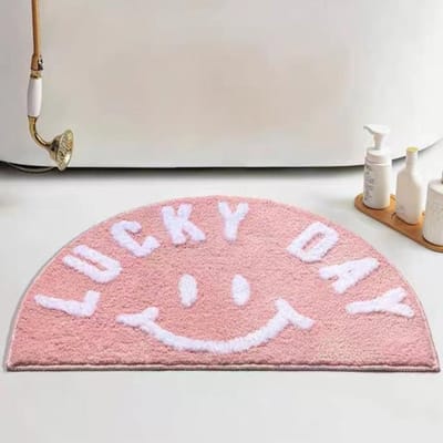 Cartoon Halfronde Smiley Gezicht Huishoudelijk Dik Imitatie Kasjmier Tapijt Antislip Absorberend Zachte Voetmat Entree Deur Vloermat 50 * 80cm