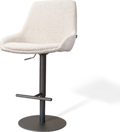 Nolon Niva-Isa Draaibare Tulp Barkruk Bouclé Beige - Verstelbaar - Mat Zwart Onderstel - Japandi - Comfortabel