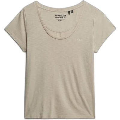 Superdry Studios T-shirt met Slanke Pasvorm Beige Grootte: 42