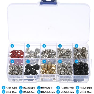 Kit de vis de base pour ordinateur 228 pièces Ensemble de vis de maintenance pour ordinateur de bureau Boîtier d'ordinateur Carte mère Carte graphique Disque dur multicolore