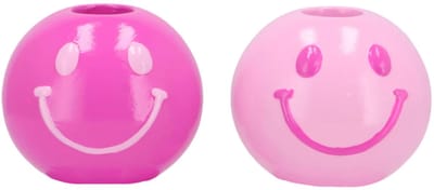 Smiley pink mix kaarsenstandaard 7x7x6cm - set 2 stuks