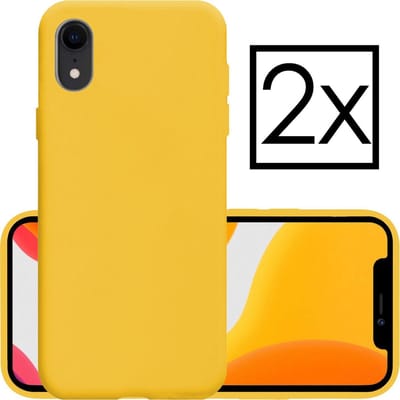 Hoesje - 2 Stuks - Geschikt voor Apple iPhone XR - Sterk & Shockproof - Case Siliconen - Back Cover - Telefoon Hoes - Geel