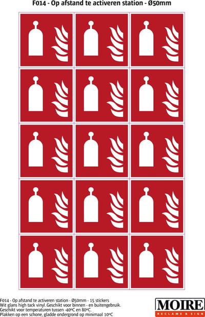 Pictogram sticker 75 stuks F014 - Op afstand te activeren station - 50x50mm - 15 stickers op 1 vel