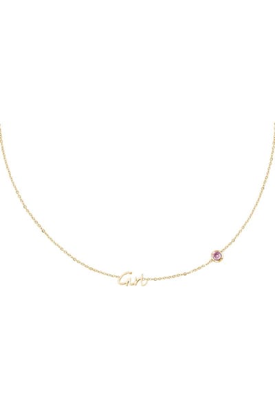 Geboortesteen Ketting Meisje Goud Stainless Steel