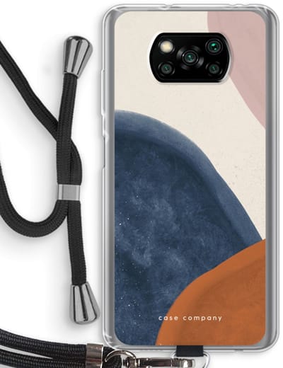 Case Company® - Hoesje met koord geschikt voor Poco X3 Pro hoesje met Koord - Geo #1 - Telefoonhoesje met Zwart Koord - Bescherming aan alle Kanten en Over de Schermrand