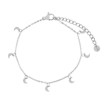 Essentialistics - Armband met een boel maantjes - Volwassenen - Zilverkleur - Stainless steel (verkleurt niet) - Verlengkettinkje
