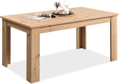 Uittrekbare Houten Tafel - Eettafel Keukentafel - Samen Eten - Uitschuifbaar tot 160cm - 120x80cm - Naturel Eiken