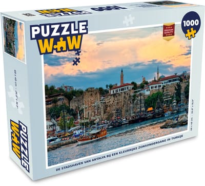 Puzzel De stadshaven van Antalya bij een kleurrijke zonsondergang in Turkije - Legpuzzel - Puzzel 1000 stukjes volwassenen