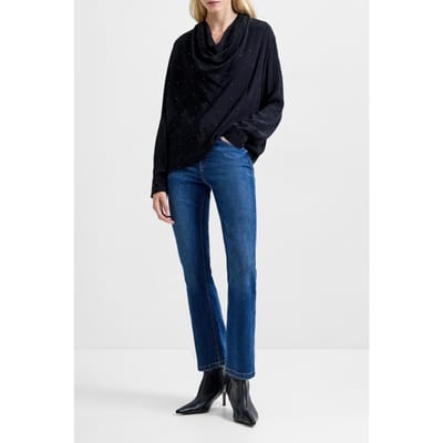 French Connection Renaya Diamante Draped Blouse Blackout Maat: S | Longsleeves Outlet | Dames | Zwart