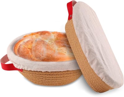 Gaarmanden voor brood - Set van 2, Rond en Ovaal, Katoenen Touw en Linnen Voering