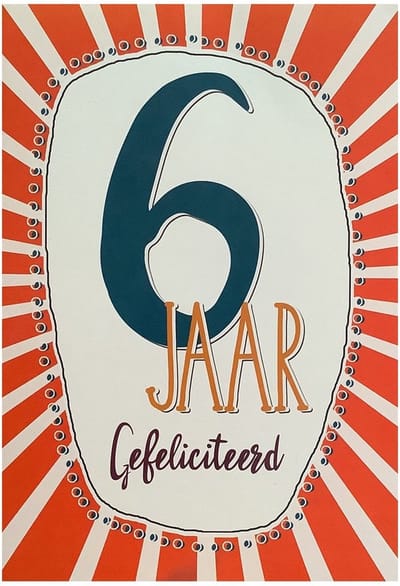 Verjaardagskaart 6 Jaar - Wenskaart Verjaardag - Kaart 6 Jaar