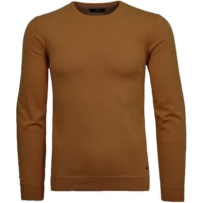 Ragman Trui Supersoft Knit Pullover Knitted Elbow Patches Pumpkin / male