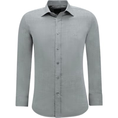 Overhemd Heren - Heren Overhemden Lange Mouw - Blouse Heren - Slim fit Overhemd Heren - Oxford Blouse - 3134 - Grijs