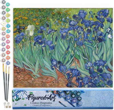 Figured'Art Schilderen op Nummer Volwassenen canvas Van Gogh Iris - Handwerk acrylverf Kit DIY Compleet - 40x50cm zonder frame