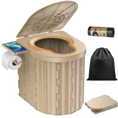 Draagbaar toilet, verbeterde 30,5 cm toiletbril, opvouwbaar toilet met verwijderbare papierhouder, campingtoilet met een draagvermogen van 204 kg, draagbaar potje voor binnen, buiten en noodgebruik