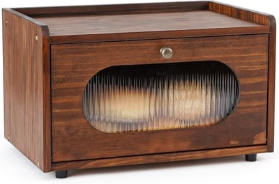 Houten Brooddoos voor Keuken - Broodopslag met Magnetische Acryldeur - Praktische Broodcontainer van Vurenhout voor Vers Brood en Gebakken Producten