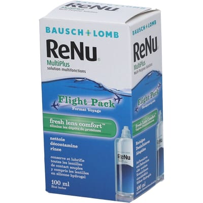 Bausch + Lomb - ReNu MultiPlus - Multipurpose - Lenzenvloeistof met lenshouder - Voor zachte lenzen - Reisformaat - 100 ml