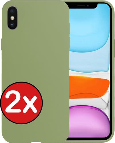 Hoesje - 2 Stuks - Geschikt voor Apple iPhone X - Sterk & Shockproof - Telefoonhoes - Back Cover - Case Siliconen - Telefoon Hoes - Groen