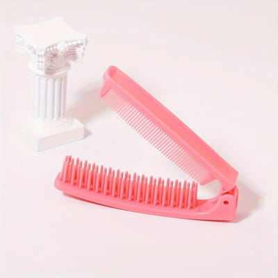 Compacte Vouwbare Haarborstel voor Reizen - Draagbaar, Zakformaat, Ontwerp met Duurzame Plastic Borstelharen & ABS Handvat pink