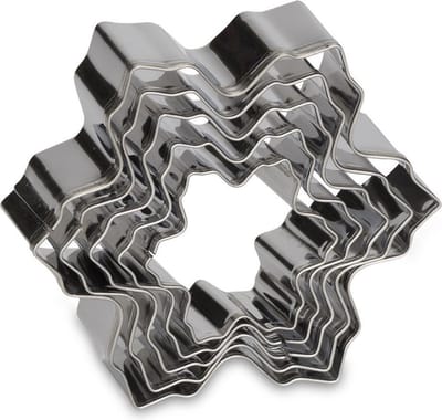 uitsteekvormen Sneeuwvlok 7,9 cm RVS zilver 5-delig