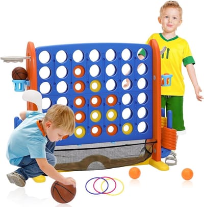 Vier op een rij - Reuzen spel - Familie spel - 3-in-1 multifunctioneel - 85 x 111 cm - Levendige kleuren