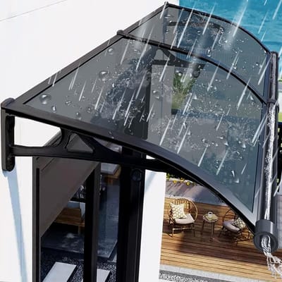 Voordeur Luifel - Overkapping Deur - Regenbescherming Buiten - Polycarbonaat Aluminium - 80x160 cm - Grijs