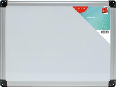 SOHO Whiteboard – Whiteboard met aluminium – Uitwisbare whiteboard – Whiteboard inclusief magneten – Kunststof – 30 x 40 cm – Wit/zilver