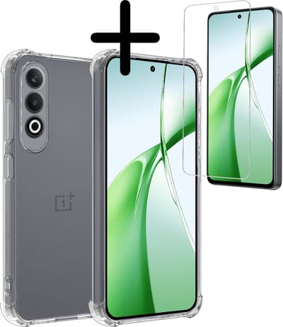 Hoesje Met Screenprotector - Geschikt voor OnePlus Nord CE4 - Sterk & Shockproof - Siliconen Case - Back Cover - Telefoon Hoes - Shock Proof - Transparant