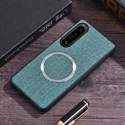 Voor Sony Xperia1VI 10VI 5V 10V 1V 1IV 5IV 10IV 1III 10III 5III VoorMagsafe Magnetisch Opladen Siliconen Bescherming Hard Stoffen Hoes Sony Xperia 10 VI lichtgroene kleur