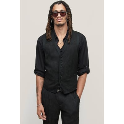 John Varvatos Button Front Vest With Ve Black Größe: 48 | Gilets Outlet | Herren | Schwarz