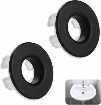 Wastafel Overloopring - Afvoerring Kraan - Badkamer Afwerking - Massief Koper - 22-24 mm - Mat Zwart