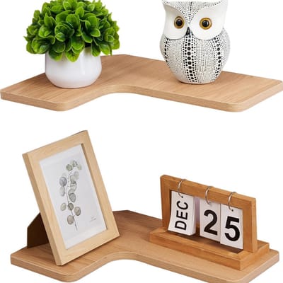 CLVP® Wandplank - Houten Plank Wandmontage - Hoekrek - Hoekplank - Organizer Keuken - Badkamer - Natuurlijk
