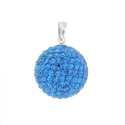 Blinx Jewels Zilveren Hanger Fel Blauw Bol Steentjes Strass