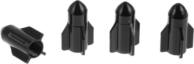 Decoratieve Ventieldoppen voor Auto en Truck - 4 Stuks Rocket Style - Zwarte Aluminium Alloy - Bescherming tegen Stof en Vuil - Universeel Geschikt