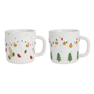Beker wit kerstdecoratie incl goud 13,2x10,4x8cm