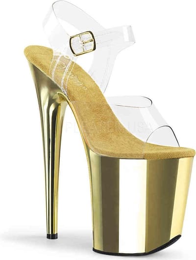 Pleaser - FLAMINGO-808 Sandaal met enkelband, Paaldans schoenen - Paaldans schoenen - 35 Shoes - Goudkleurig