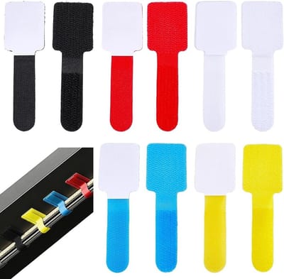 100 Stuks Haak en Lus Kabel Organizers in 5 Kleuren - Zelfklevende en Herbruikbare Kabelbeheer Oplossingen voor Thuis en Kantoor, Verstelbare Sticky-Back Koordriemen