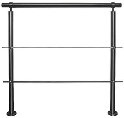 Roestvrij stalen balustrade voor balkon en trap, 1,0 m met 2 palen en horizontale stangen