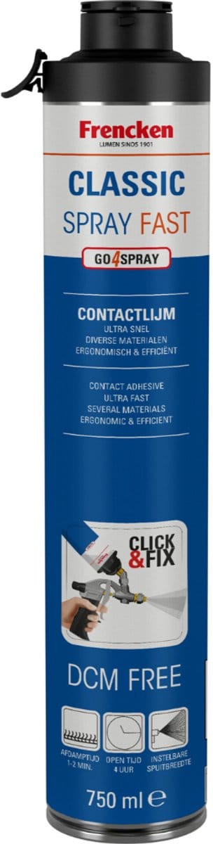 Frencken Click Fix Classic Fast CF1329 contactlijmspray - 750 ml bus - voor snelle verlijming hout