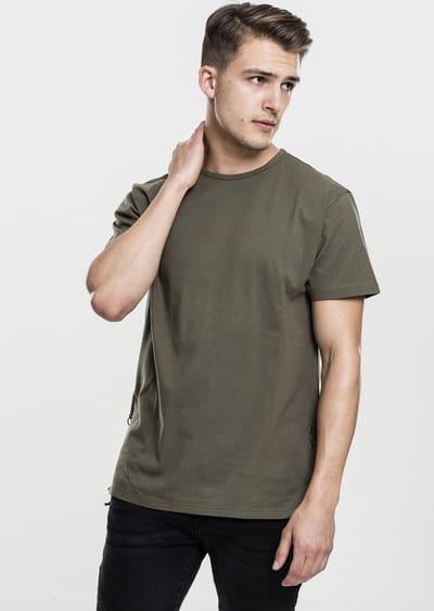 Urban Classics Heren Tshirt -S- Lace Up Long Groen