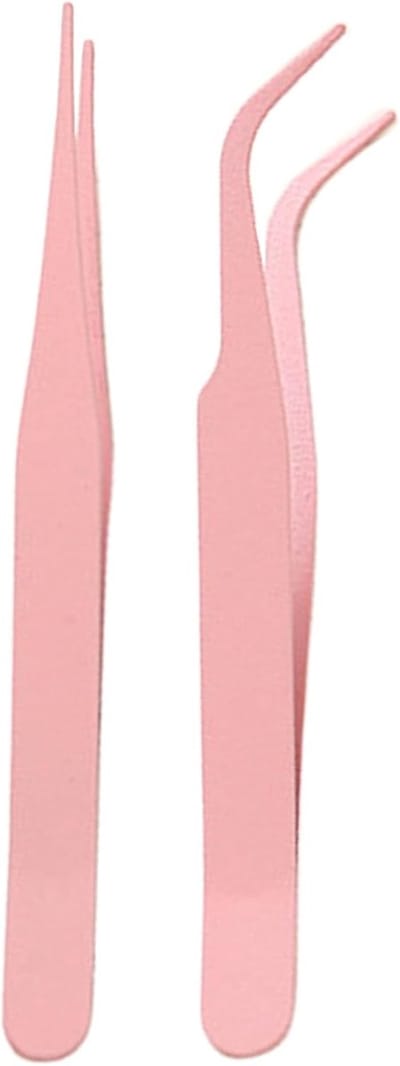 Pincet Set - Metaal Tangen - Hobby Werk - Roestvrij Staal - 2 Stuks - Roze